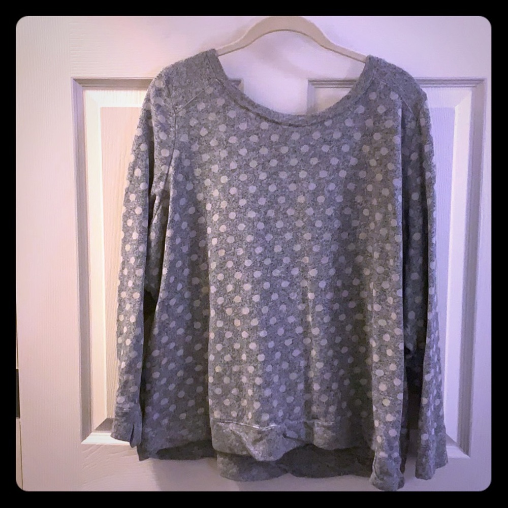 Lane Bryant grey and whit polka dot shirt